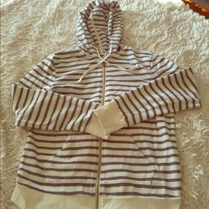 Old Navy Blue & White Stripe Zip Hoodie